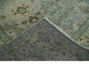 Antique Style Green and Silver 9x12 Hand knotted Traditional Oriental Oushak wool Area Rug