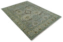 Antique Style Green and Silver 9x12 Hand knotted Traditional Oriental Oushak wool Area Rug