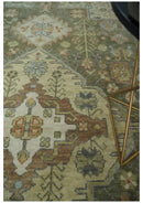 Antique Style Green, Ivory and Beige Hand knotted 9x12 wool Area Rug by The Rug Decor