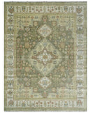 Antique Style Green, Ivory and Beige Hand knotted 9x12 wool Area Rug by The Rug Decor