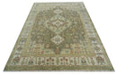 Antique Style Green, Ivory and Beige Hand knotted 9x12 wool Area Rug by The Rug Decor