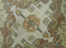 Hand Knotted Heriz Serapi Wool Area Rug in Green Ivory Beige - Antique Persian