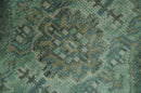 Custom Made Hand Knotted Green and Taupe Traditional wool rug
