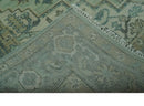 Custom Made Hand Knotted Green and Taupe Traditional wool rug