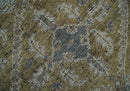 Wool Area Rug 8x10 Hand Knotted Olive Silver Charcoal Traditional Heriz Low Pile