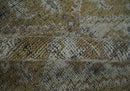 Wool Area Rug 8x10 Hand Knotted Olive Silver Charcoal Traditional Heriz Low Pile