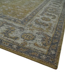 Wool Area Rug 8x10 Hand Knotted Olive Silver Charcoal Traditional Heriz Low Pile