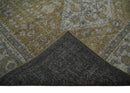 Wool Area Rug 8x10 Hand Knotted Olive Silver Charcoal Traditional Heriz Low Pile