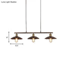 GobekUsa Antique Style Metal Island Light with Scalloped Edges - Rustic 3-Head Pendant Lighting for Dining Table