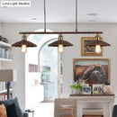 GobekUsa Antique Style Metal Island Light with Scalloped Edges - Rustic 3-Head Pendant Lighting for Dining Table