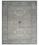 Antique Style Peach, Ivory and Charcoal 8x10 Hand knotted Traditional wool Area Rug