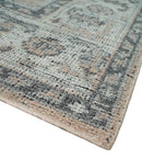 Antique Style Peach, Ivory and Charcoal 8x10 Hand knotted Traditional wool Area Rug