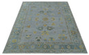 Silver and Gray Oushak Hand Knotted Wool Area Rug with Traditional Antique Design