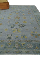 Silver and Gray Oushak Hand Knotted Wool Area Rug with Traditional Antique Design