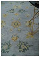 Silver and Gray Oushak Hand Knotted Wool Area Rug with Traditional Antique Design