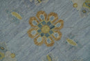 Silver and Gray Oushak Hand Knotted Wool Area Rug with Traditional Antique Design