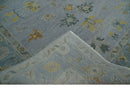 Silver and Gray Oushak Hand Knotted Wool Area Rug with Traditional Antique Design