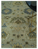 Antique Style Silver, Blue and Green 8x10 Hand Knotted Traditional Oushak wool area rug by The Rug Decor