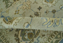 Antique Style Silver, Blue and Green 8x10 Hand Knotted Traditional Oushak wool area rug by The Rug Decor
