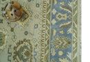 Antique Style Silver, Blue and Green 8x10 Hand Knotted Traditional Oushak wool area rug by The Rug Decor