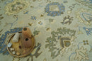 Antique Style Silver, Blue and Green 8x10 Hand Knotted Traditional Oushak wool area rug by The Rug Decor