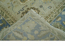 Antique Style Silver, Blue and Green 8x10 Hand Knotted Traditional Oushak wool area rug by The Rug Decor