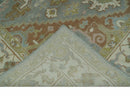 Heriz Traditional Hand-Knotted Wool Area Rug - Gray Ivory Peach Olive