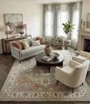 Heriz Traditional Hand-Knotted Wool Area Rug - Gray Ivory Peach Olive