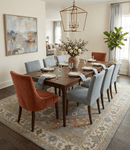 Heriz Traditional Hand-Knotted Wool Area Rug - Gray Ivory Peach Olive