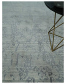 Antique Style transitional 8x11 Beige and Charcoal hand knotted Wool and art silk Area Rug by The Rug Decor