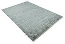 Antique Style transitional 8x11 Beige and Charcoal hand knotted Wool and art silk Area Rug by The Rug Decor