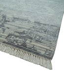 Antique Style transitional 8x11 Beige and Charcoal hand knotted Wool and art silk Area Rug by The Rug Decor