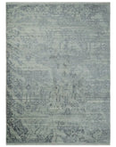 Antique Style transitional 8x11 Beige and Charcoal hand knotted Wool and art silk Area Rug by The Rug Decor