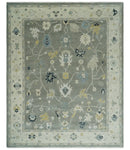Antique look Taupe Silver and Beige Traditional Oushak Custom Made Wool Area Rug