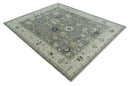 Taupe Silver and Beige Traditional Oushak Wool Area Rug - Handcrafted Antique Look