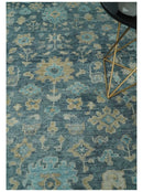 Teal Blue Hand Knotted Wool Oriental Oushak Area Rug Ivory Beige Heirloom Quality by The Rug Decor