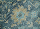 Teal Blue Hand Knotted Wool Oriental Oushak Area Rug Ivory Beige Heirloom Quality by The Rug Decor