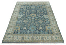 Teal Blue Hand Knotted Wool Oriental Oushak Area Rug Ivory Beige Heirloom Quality by The Rug Decor