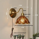 GobekUsa Blue Glass Copper LED Wall Light Fixture Stair Bar Restaurant Bedroom E27