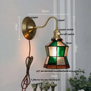 GobekUsa Blue Glass Copper LED Wall Light Fixture Stair Bar Restaurant Bedroom E27