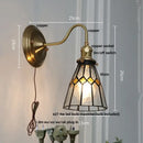 GobekUsa Blue Glass Copper LED Wall Light Fixture Stair Bar Restaurant Bedroom E27
