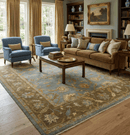 Antique Gray and Moss Brown Hand Knotted Wool Area Rug 8x10 Traditional Persian Oushak