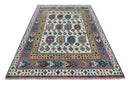 Ivory Gold and Pink Hand Knotted Wool Area Rug - Traditional Boteh Design by The Rug Decor
