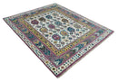 Ivory Gold and Pink Hand Knotted Wool Area Rug - Traditional Boteh Design by The Rug Decor