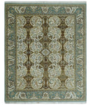 Antique Turkish 8x10 Hand Knotted Brown, Ivory and Blue Persian Rug | AC20810