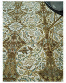 Antique Turkish Hand Knotted Wool Rug 8x10 - Brown Ivory Blue
