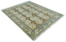 Antique Turkish Hand Knotted Wool Rug 8x10 - Brown Ivory Blue