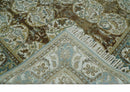 Antique Turkish Hand Knotted Wool Rug 8x10 - Brown Ivory Blue