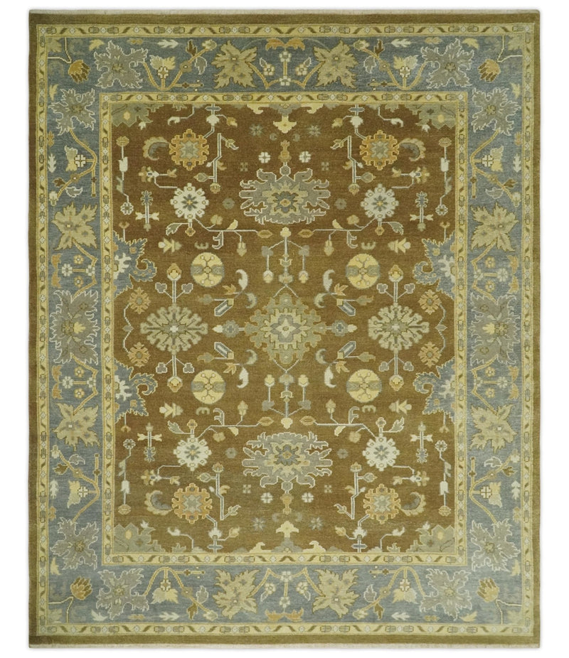 Antique Turkish Oushak 8x10 Hand Knotted Brown and Gray Persian Rug | AC23810