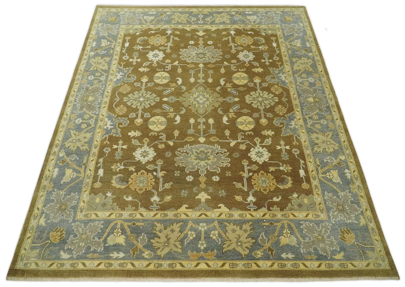 Antique Turkish Oushak 8x10 Hand Knotted Brown and Gray Persian Rug | AC23810
